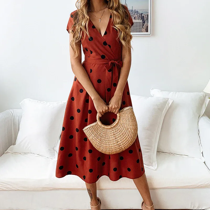 Women's Summer Casual V-Neck A-Line Long Dress