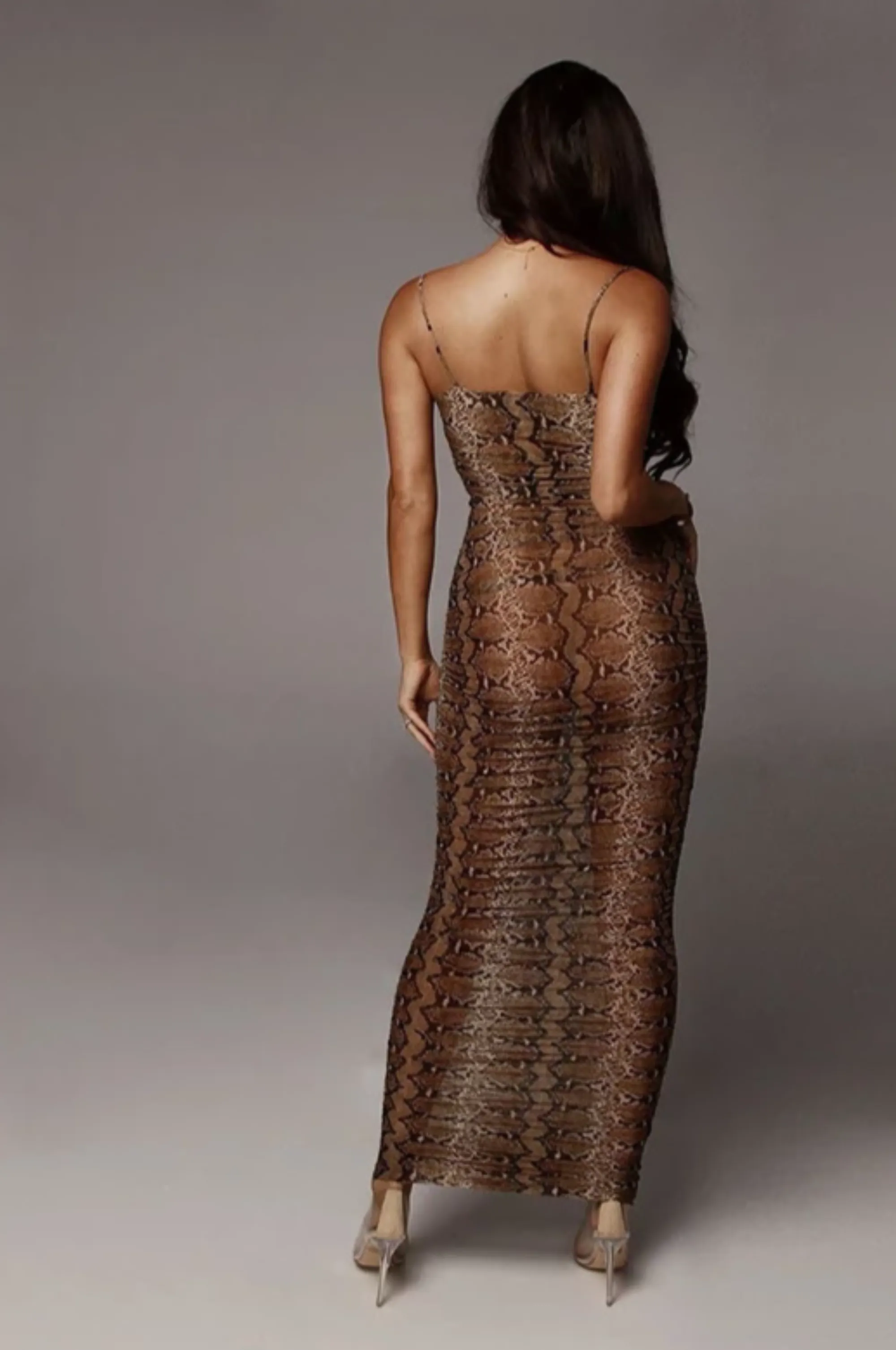 Women's Summer Chiffon Backless Sheath Long Dress