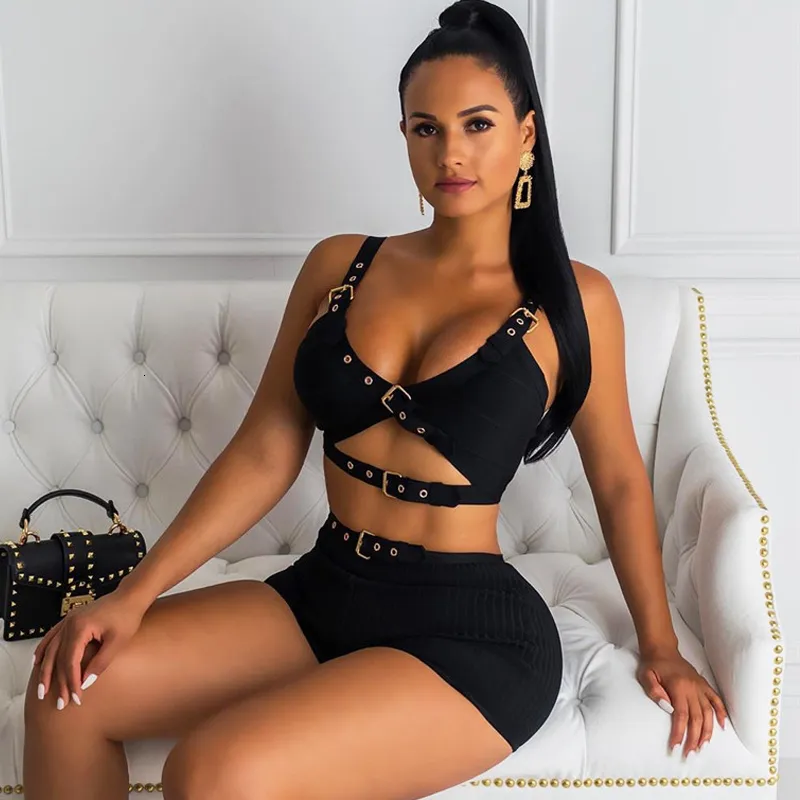 Women's Summer Knitted V-Neck Two-Piece Short Dress