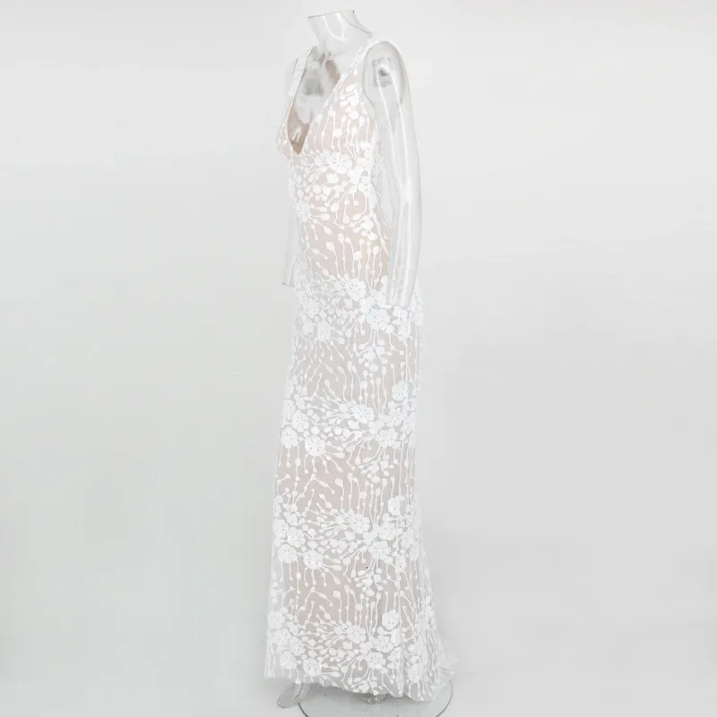 Women's Summer Lace V-Neck Sheath Long Dress