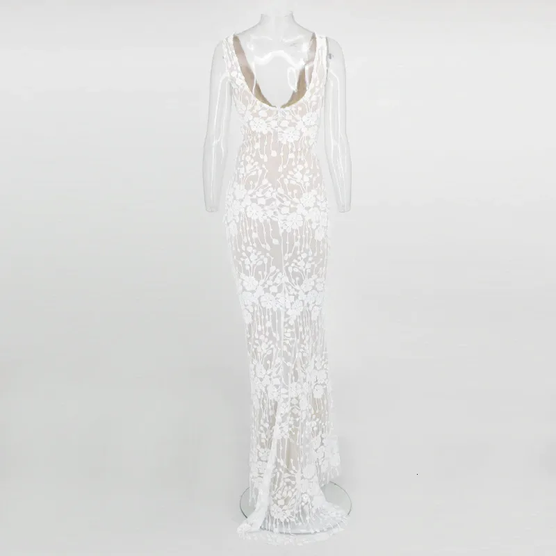 Women's Summer Lace V-Neck Sheath Long Dress