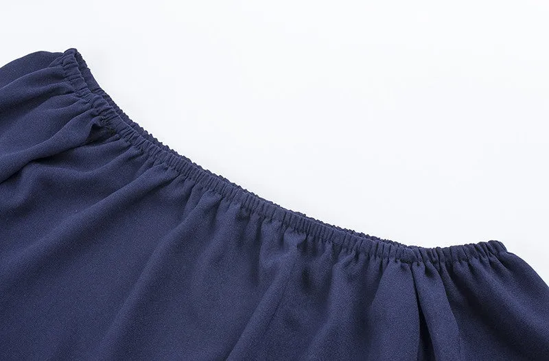 Women's Summer Long-Sleeved Off-Shoulder Strapless Slash Neck Dress