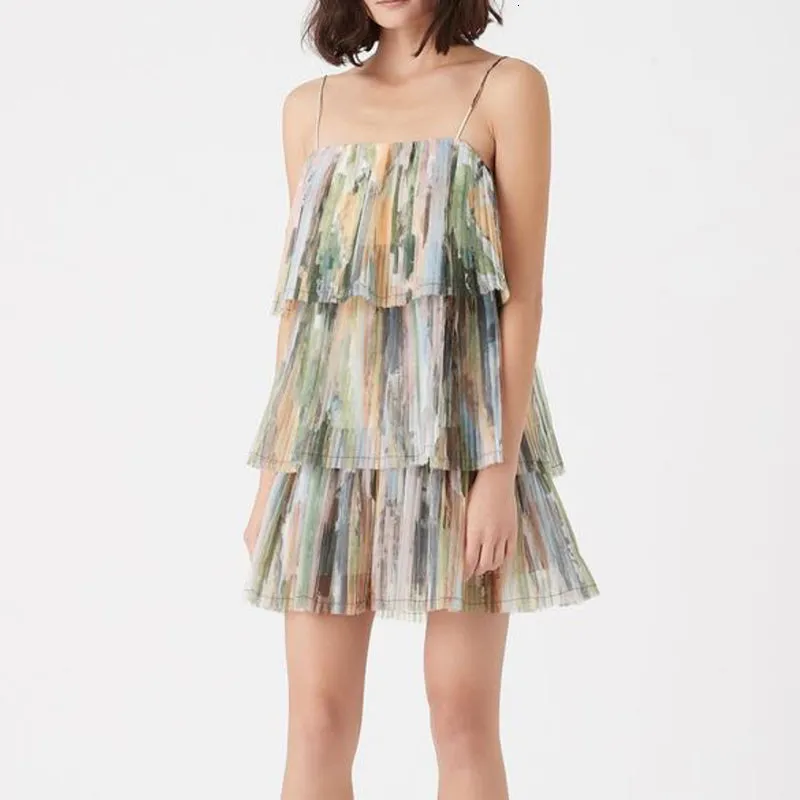 Women's Summer Loose Polyester Dress With Ruffles
