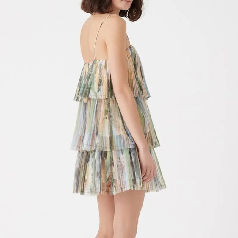 Women's Summer Loose Polyester Dress With Ruffles