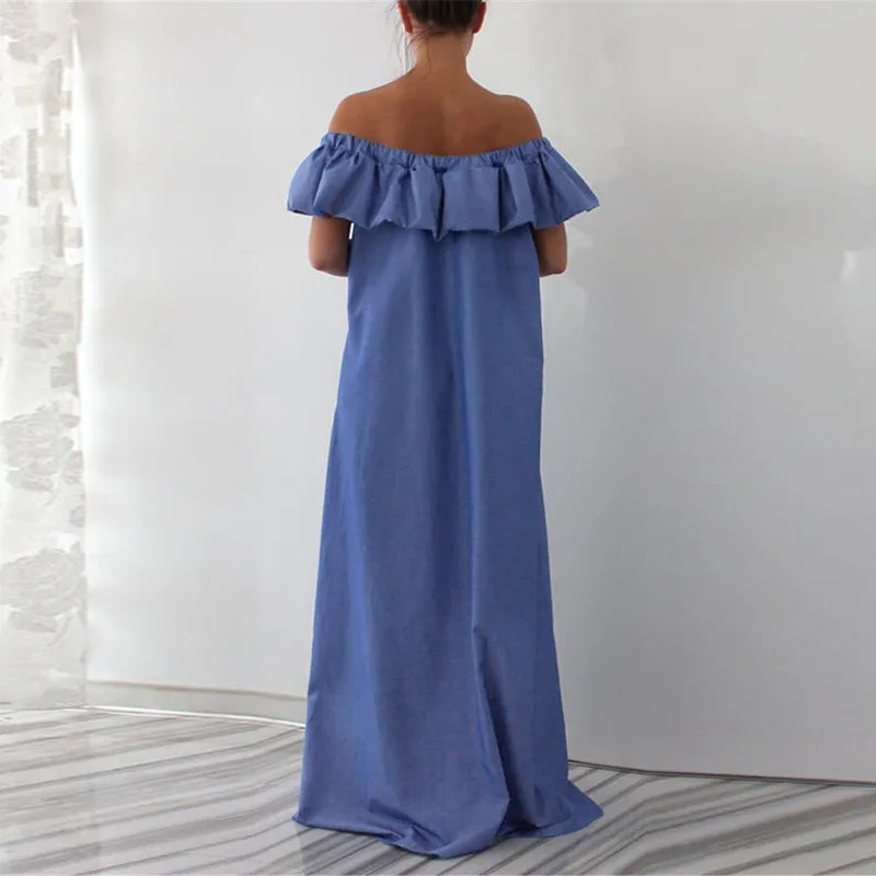 Women's Summer Off-Shoulder Loose Dress With Ruffles