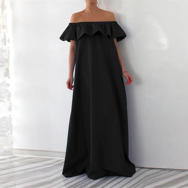 Women's Summer Off-Shoulder Loose Dress With Ruffles