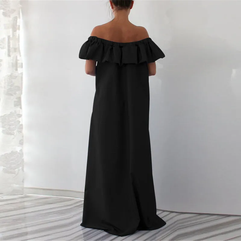 Women's Summer Off-Shoulder Loose Dress With Ruffles