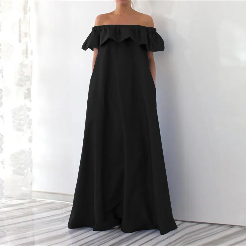 Women's Summer Off-Shoulder Loose Dress With Ruffles