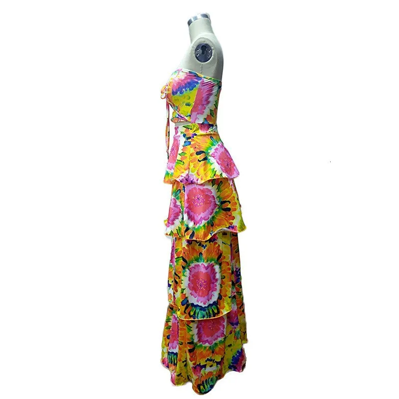 Women's Summer Off-Shoulder Two-Piece Sheath Dress With Print