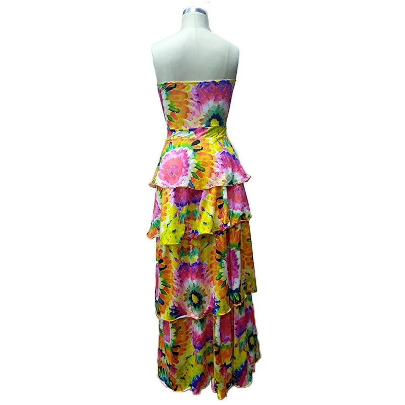 Women's Summer Off-Shoulder Two-Piece Sheath Dress With Print