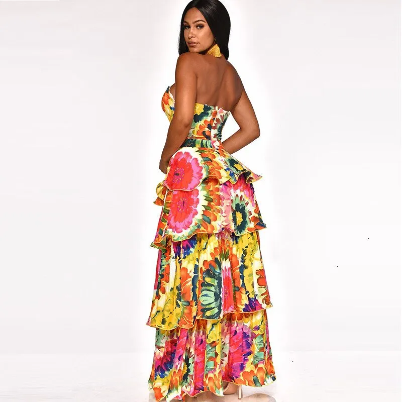 Women's Summer Off-Shoulder Two-Piece Sheath Dress With Print