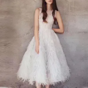 Women's Summer Polyester O-Neck Sleeveless Midi Dress