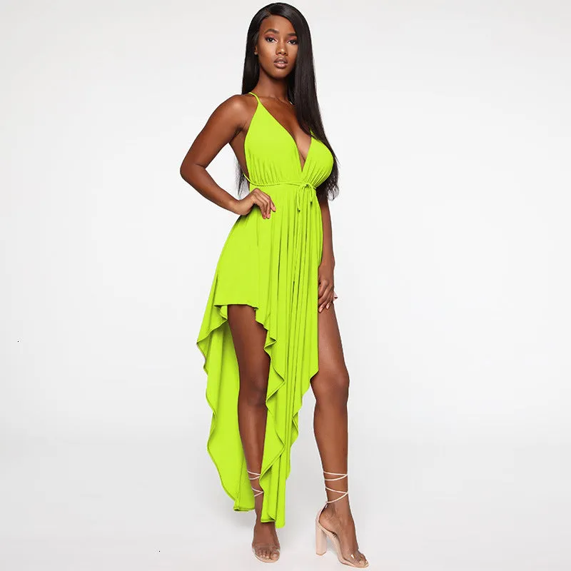 Women's Summer Skinny Midi Sheath V-Neck Dress
