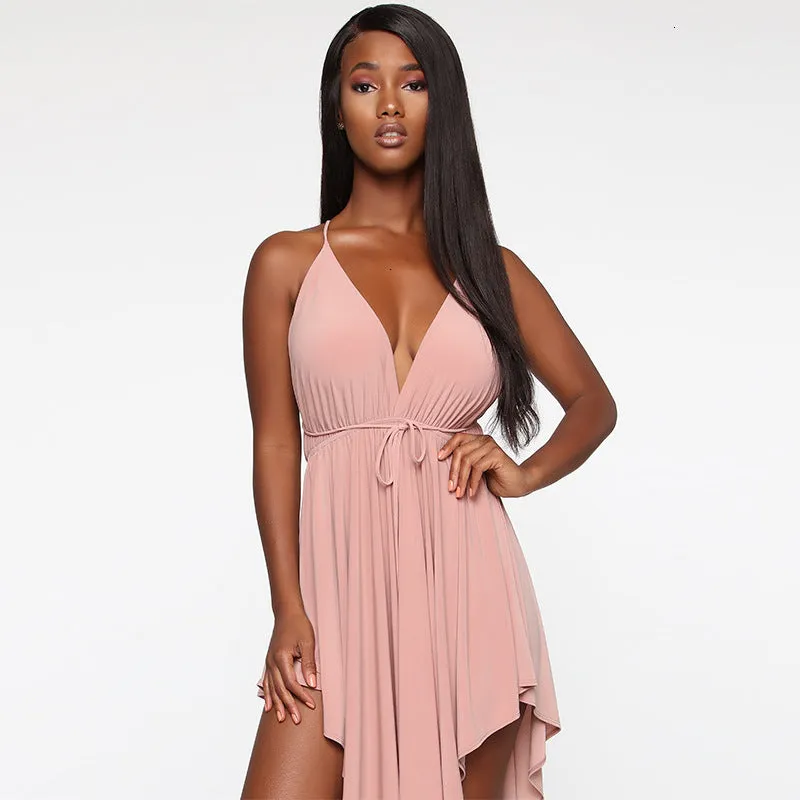 Women's Summer Skinny Midi Sheath V-Neck Dress