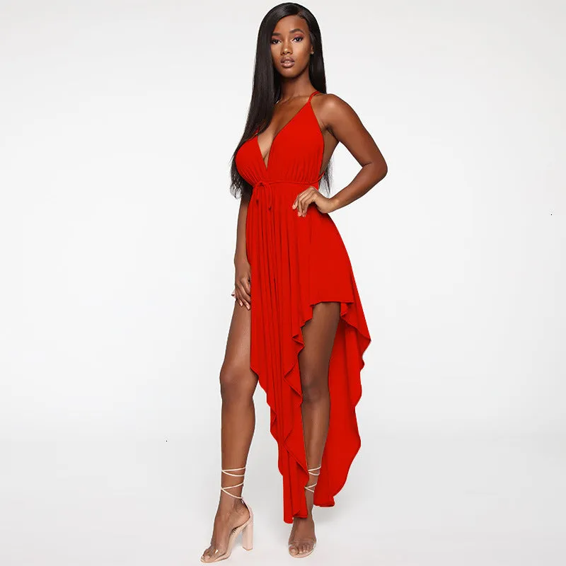 Women's Summer Skinny Midi Sheath V-Neck Dress