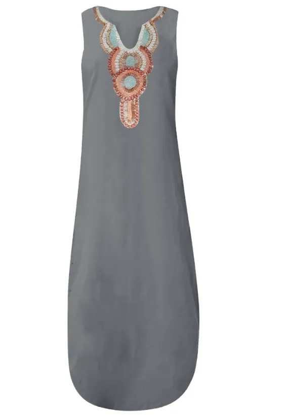 Women's Summer Vintage Sleeveless V-Neck Dress