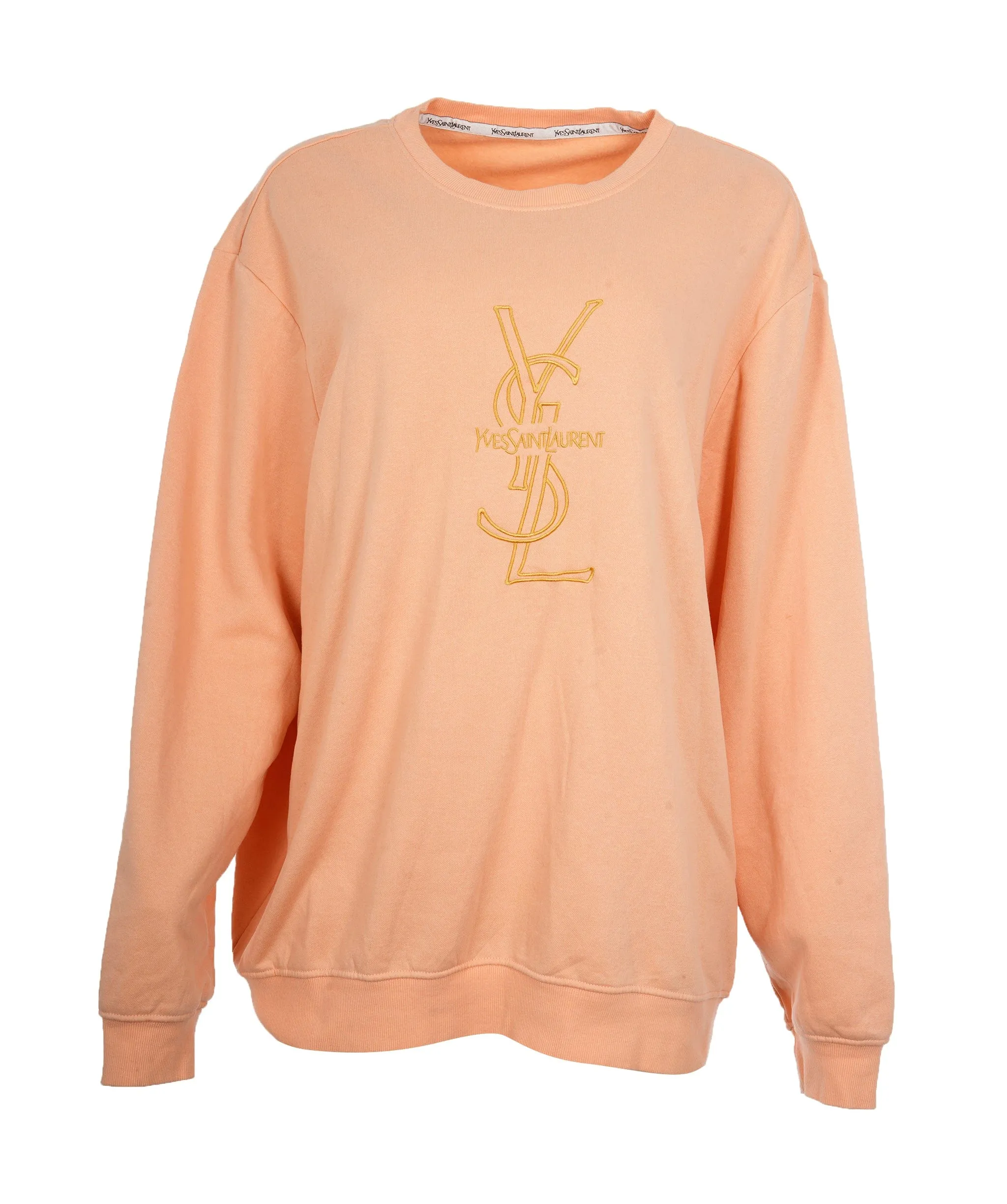 YSL Peach Crewneck Jumper with YSL logo  ALL0562